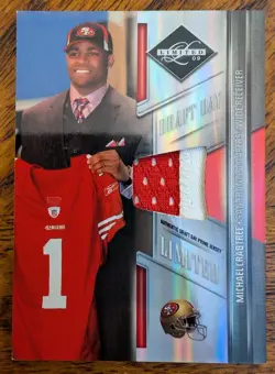 2009 Panini Limited Michael Crabtree /100 Rookie Card Jersey Patch Relic - Image 1