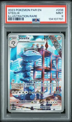 2023 Pokemon, PAR EN-Paradox Rift, STEELIX, 208, Illustration Rare, PSA 9, MINT - Image 1