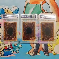 Yugioh Slifer The Sky Dragon, Dark Magician, Dark Magician Girl Plat. SR PSA 9s - Image 5