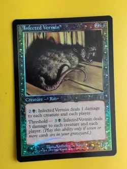 Infected Vermin. Rat. MTG Card. Odyssey.Old Border FOIL. - Image 1