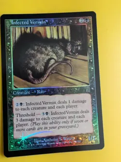 Infected Vermin. Rat. MTG Card. Odyssey.Old Border FOIL. - Image 3