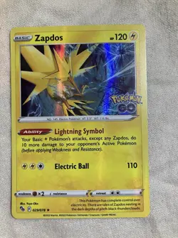 Pokemon TCG Zapdos Holo Rare Card 029/078 Pokemon Go NM Condition - Image 1
