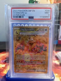 2023 Pokemon OBF En-Obsidian Flames Charizard EX Hyper Rare Card PSA 9 228/197 - Image 1