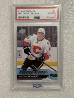 2016 UPPER DECK #231 MATTHEW TKACHUK YOUNG GUNS ROOKIE CARD RC PSA 10 GEM MINT - Image 1