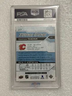2016 UPPER DECK #231 MATTHEW TKACHUK YOUNG GUNS ROOKIE CARD RC PSA 10 GEM MINT - Image 2