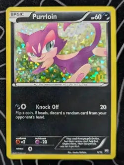 Purrloin 9/12 Holo McDonald's Promos 2012 Pokemon Card Lightly Played - Image 1