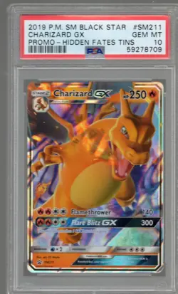 2019 Pokemon Hidden Fates Charizard GX SM211 Black Star Promo PSA 10 GEM MINT - Image 1