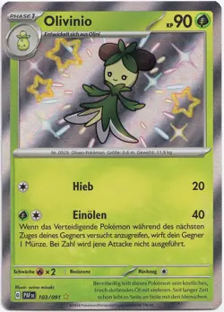 Pokemon Olivinio Shiny Full Art Paldeas Schicksale PAF 103/091 Near Mint Deutsch - Image 1