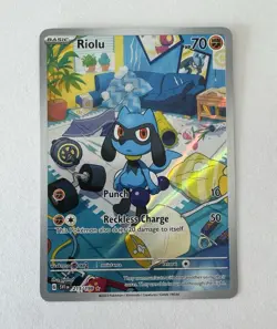 Pokemon TCG Riolu 215/198 SV01 Scarlet & Violet Illustration Rare Full Art Holo - Image 1