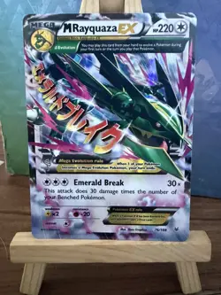 Pokemon TCG Mega M Rayquaza EX Card Roaring Skies 76/108 LP - Image 1