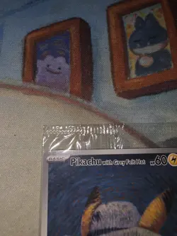 Pokemon Pikachu Card with Grey Felt Hat Van Gogh Promo, Sealed/Unopened NM - Image 2
