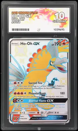 lHo-Oh GX SV50/SV94 Hidden Fates Full Art Graded Pokemon Card ACE 10 GEM MINT - Image 1