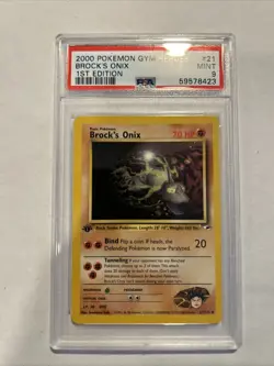 2000 Pokemon Gym Heroes 21 Brock's Onix 1st Edition PSA 9 - Image 1