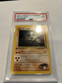 2000 Pokemon Gym Heroes 21 Brock's Onix 1st Edition PSA 9 - Image 2