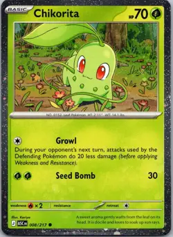 Chikorita (Cosmos Holo) 008/217 Holo Miscellaneous Cards & Products Pokemon Holo - Image 1