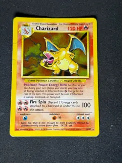 Pokemon TCG Base Set Charizard 004/102 Holo Rare 1999 Unlimited Vintage Card - Image 1
