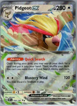 Pidgeot ex 164/197 SV03: Obsidian Flames - Pokemon Card - NM - Image 1