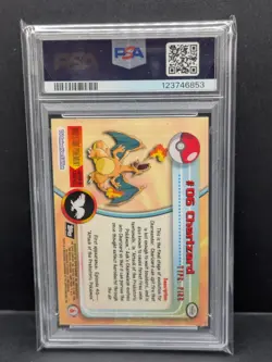 1999 Topps Pokemon TV #6 Charizard Foil Black Logo PSA 8! - Image 2