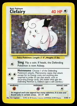 Clefairy 5/102 Holo Rare Base Set Unlimited Pokemon Card - Image 1