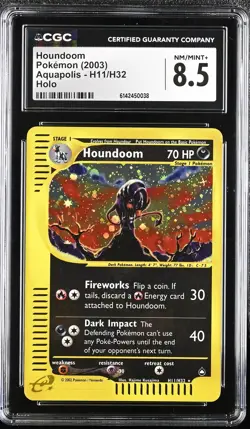 CGC 8.5 NM/MINT+ Houndoom H11/H32 Aquapolis Holo Pokemon Card - Image 1