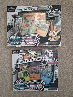 Pokemon TCG Black Bolt/White Flare Poster And Victini Collection Sets - Image 1