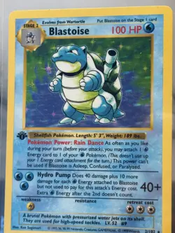 Pokemon TCG 1999 Blastoise 1st Edition Shadowless Base Set Holo LP - Image 3