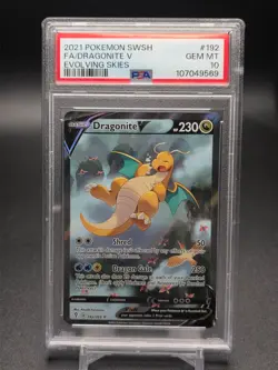 2021 POKEMON SWORD & SHIELD EVOLVING SKIES #192 FULL ART/DRAGONITE V PSA 10 - Image 1