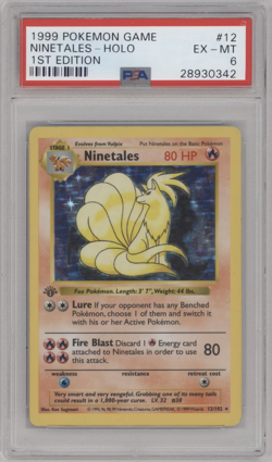 PSA 6 EX-MT 1999 POKEMON GAME #12 NINETALES-HOLO 1ST EDITION BASE SET - Image 1