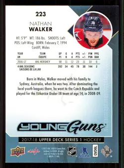 2017-18 Upper Deck #223 Nathan Walker Young Guns RC - Image 2