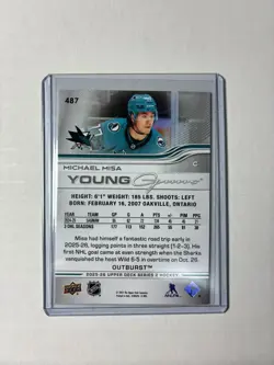 2025-26 Upper Deck Series 2 - Young Guns Michael Misa #487 Outburst (RC) CLEAN!! - Image 2