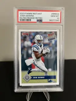 2023 Panini Instant - Rated Rookie Retro Josh Downs #RRR-24 (RC) /629 PSA 10 - Image 1