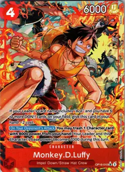 Monkey.D.Luffy (Alternate Art) OP16-015 The Time of Battle One Piece Foil NM - Image 1