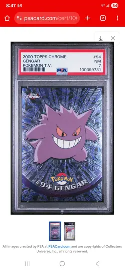 PSA 7 Pokemon 2000 Topps Chrome Gengar #94 "Great Condition" - Image 1