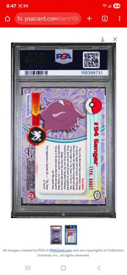 PSA 7 Pokemon 2000 Topps Chrome Gengar #94 "Great Condition" - Image 2