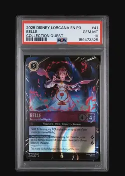 2025 Disney Lorcana Belle Accomplished Mystic 41/P3 EN 9 Quest Promo GEM PSA 10 - Image 1