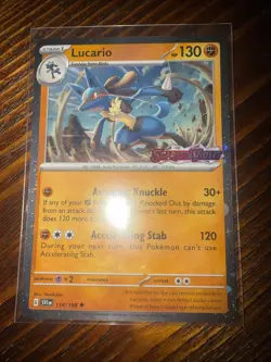 Pokemon TCG Lucario 114 Scarlet & Violet Stamped Cosmos Holo Promo Card NM+ - Image 1