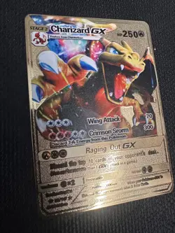 Charizard GX hp250 Gold Metal Pokemon Card Fan Art! - Image 1
