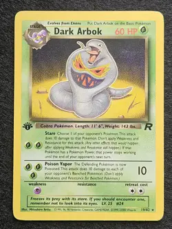 Team Rocket's Dark Arbok 19/82 1st Edition Unlimited Pokemon TCG - Image 1