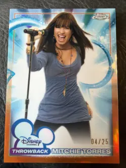 2026 Topps Chrome Disney Mitchie Torres Throwback Demi Lovato Orange #4/25 - Image 1
