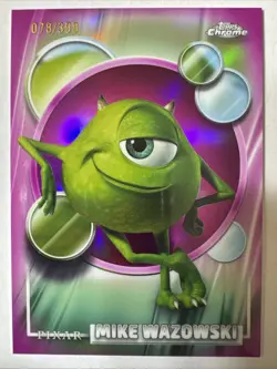2026 Topps Chrome Disney Mike Wazowski Pink Refractor /399 Monsters Inc - Image 1