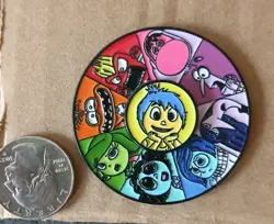 Inside Out Spinning Enamel Pin -Disney Pixar Emotions Double back 2" Large Pin - Image 2