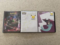 Pokemon TCG Binder Lot Of 3! With Some Pokemon 25th Anniversary Oversized Cards! - Image 1