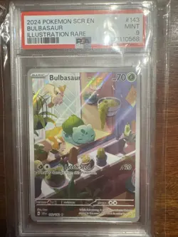 Pokemon TCG Bulbasaur Stellar Crown Illustration Rare Holo Card 143/142 PSA 9 - Image 1