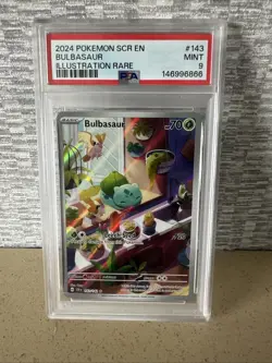 Pokemon TCG Bulbasaur Holo Card Illustration Stellar Crown Rare 143/142 Psa 9 - Image 1