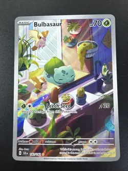 Pokemon TCG Bulbasaur Holo Card Illustration Stellar Crown Rare 143/142 GM-MT 10 - Image 1