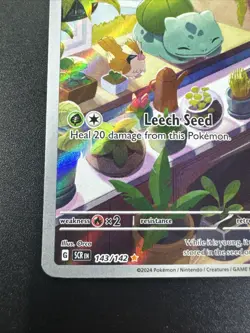 Pokemon TCG Bulbasaur Holo Card Illustration Stellar Crown Rare 143/142 GM-MT 10 - Image 4