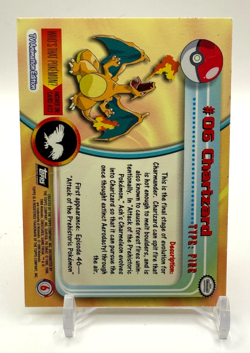 2000 Topps Pokemon Charizard # 06 Holo Foil Flames Embossed Rare - Image 3