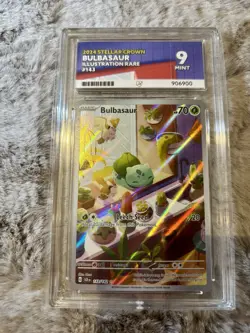 Pokemon TCG Bulbasaur Holo Card Stellar Crown Rare, Illustration, 143/142, Ace 9 - Image 2