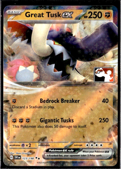 Great Tusk Ex 123/198 Holo Prize Pack Series Cards Pokemon TCG - Image 1