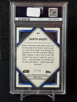 Darth Vader 2023 Topps Chrome Star Wars ORANGE 07/25 Refractor Card PSA 9 - Image 2